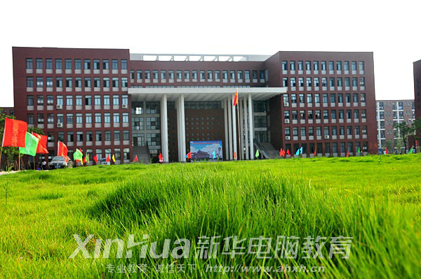 安徽新华电脑专修学院综合大楼楼下绿化带