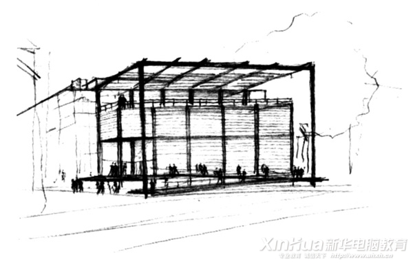 法国卡里艺术馆手绘草图
